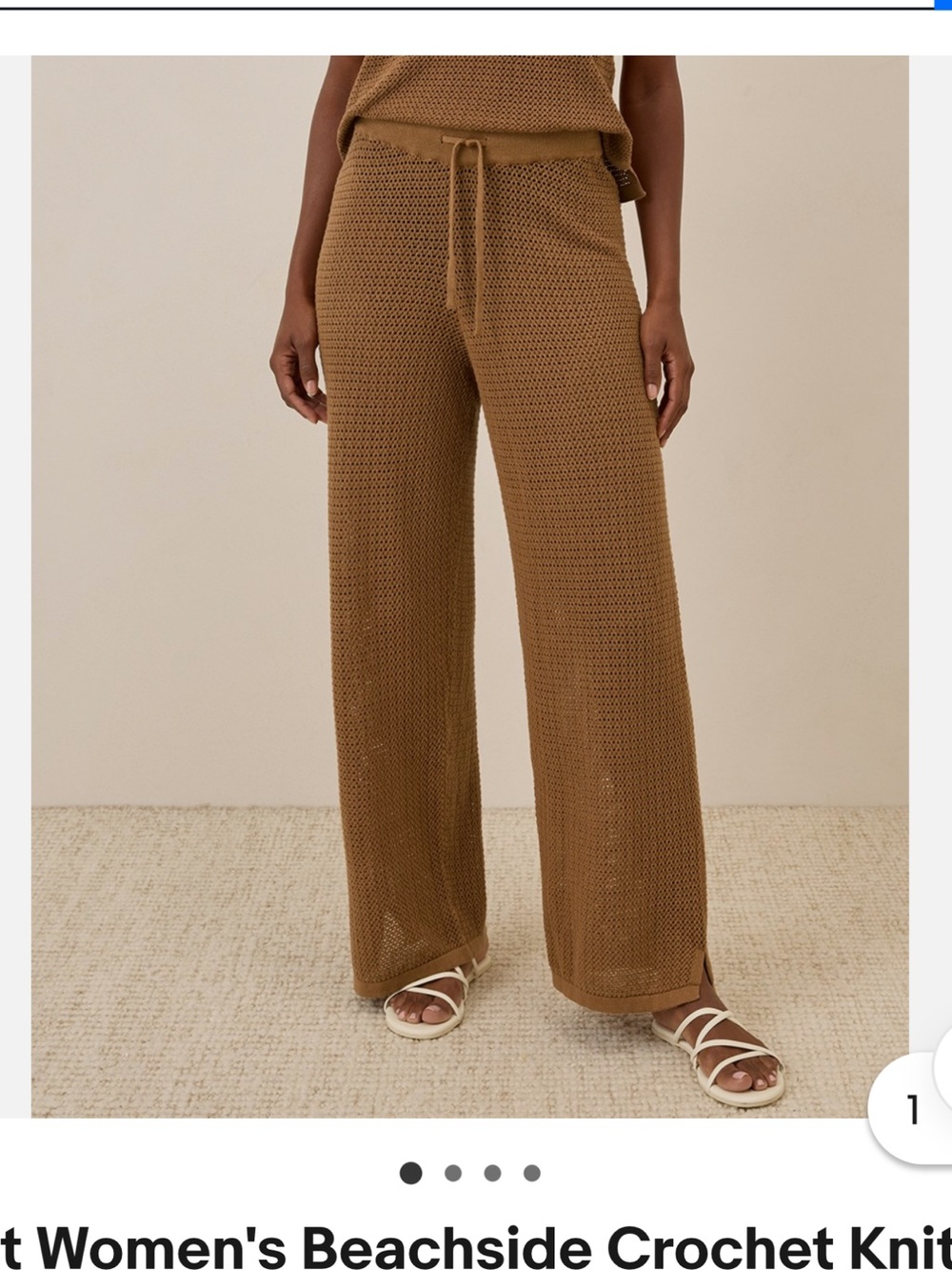 Pact Organic Wide-Leg Knit Pants in Brown - Picture 4 of 6